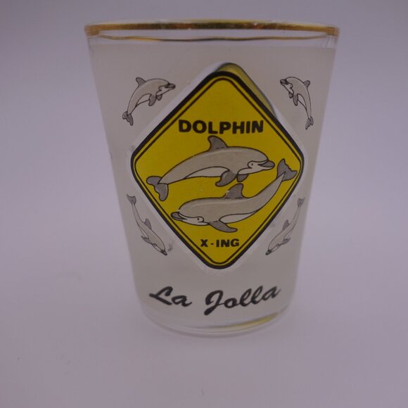Set of 3 Shot Glasses - Bar Works - Corona - Dolphin X-ING La Jolla w/ Gold Rim - Picture 3 of 15